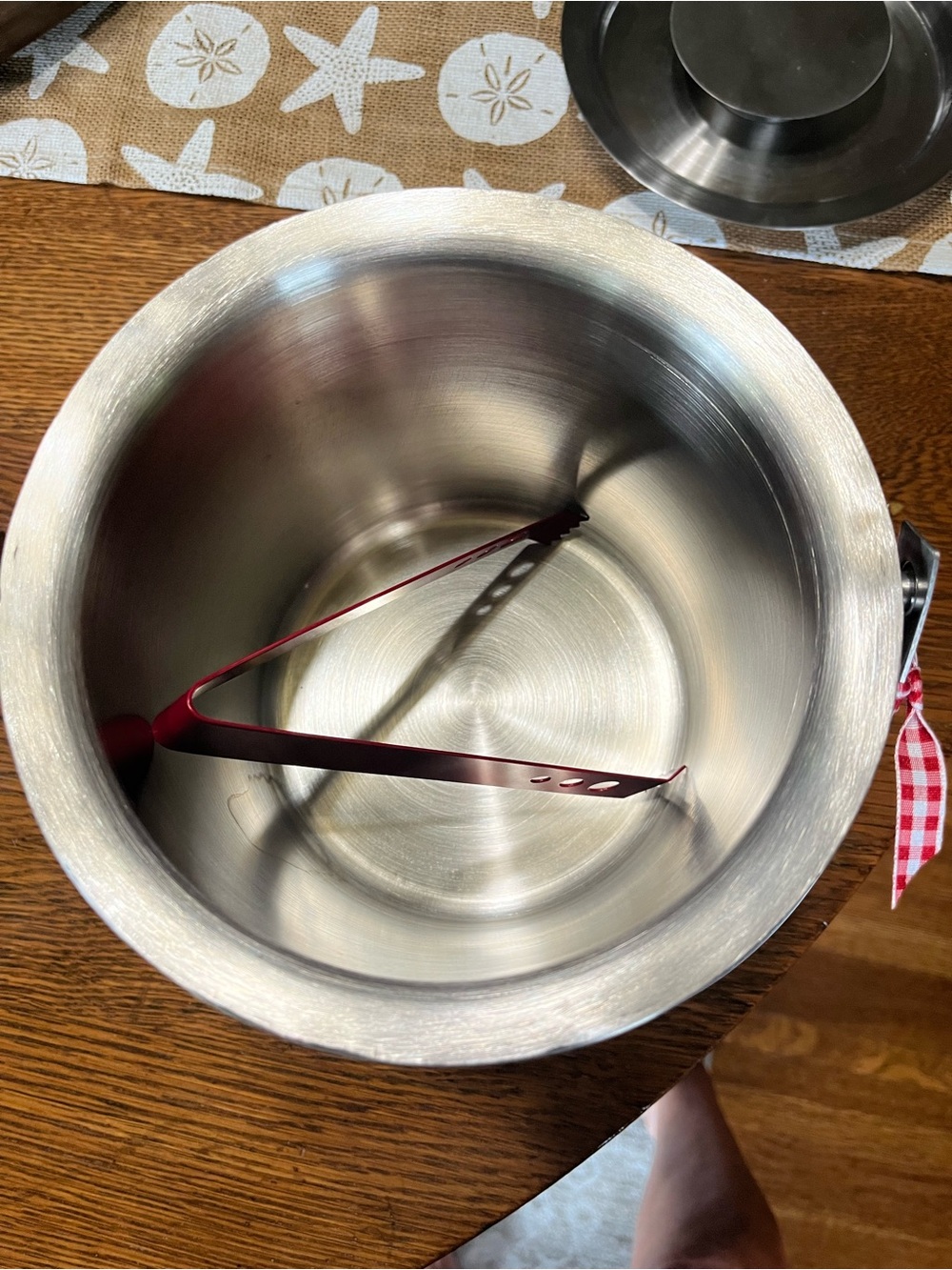 Fiesta Bright Red Ribbed Ice Bucket with Stainless Steel Rim - Picture 3 of 4